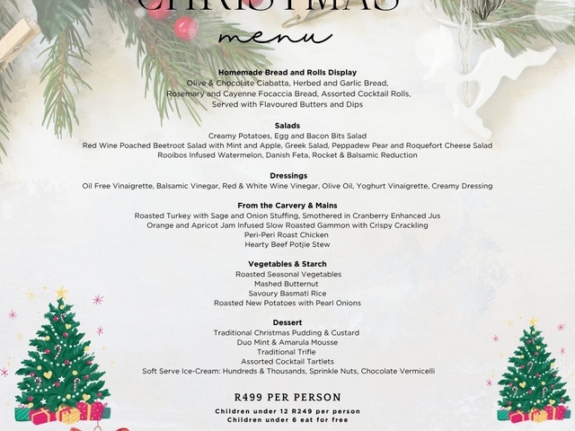 Safari Hotel and Convention Centre Christmas Menu